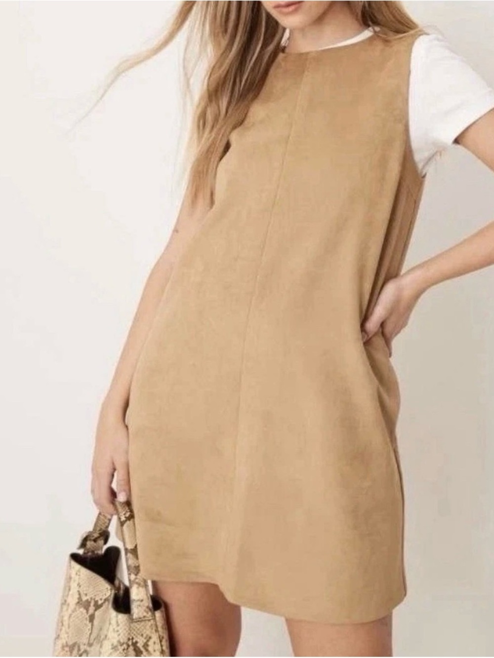 Abercrombie & Fitch Vegan Suede Tan Sleeveless Dress L